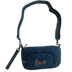 Lug Love Flyer Convertible Crossbody Handbag Belted Purse Navy Blue